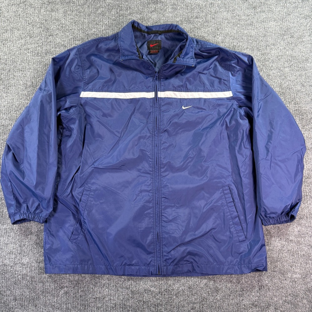 Vintage Nike Windbreaker Mens XL Blue Stripe Full Zip Lightweight Track Jacket